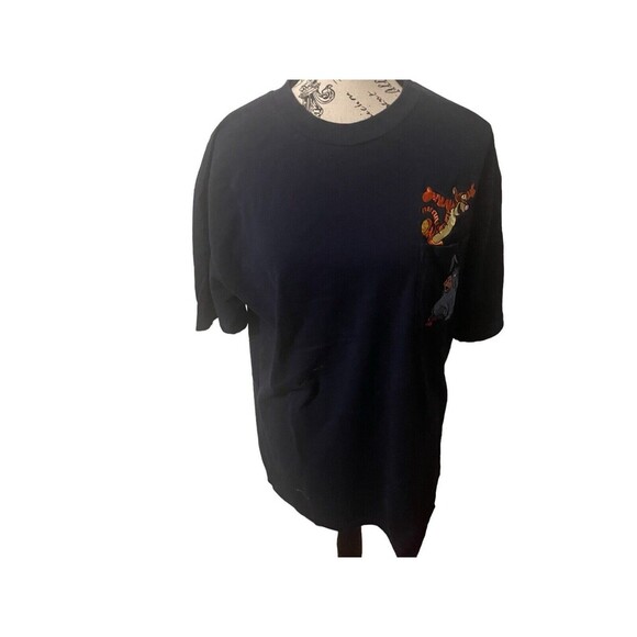 VINTAGE Disney Eeyore & Tigger Embroidered Pocket T-Shirt SZ Large Blue Adult - Picture 11 of 16